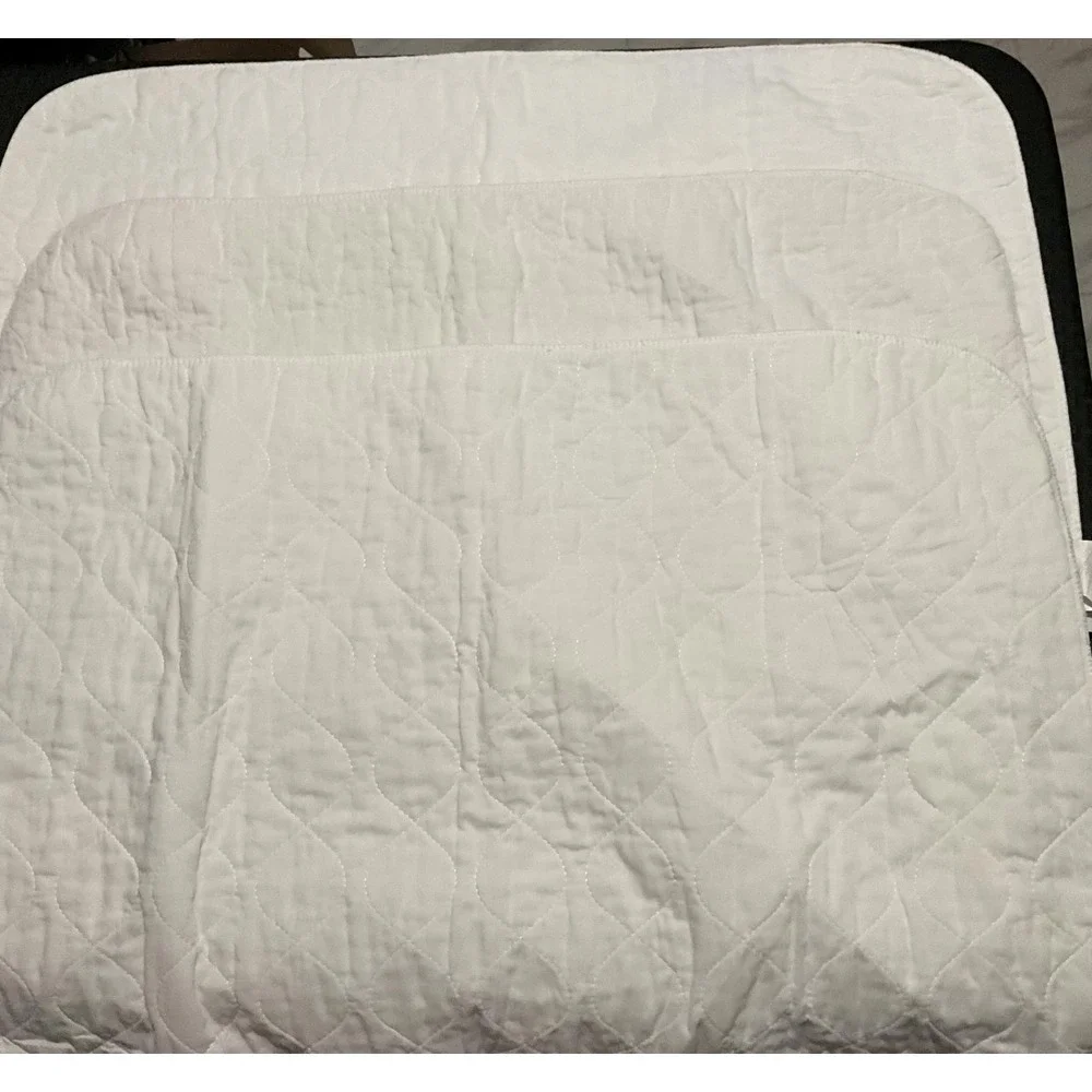 Quilted Waterproof Crib Mattress Pad White Cotton Blend With Oval 5pc Liners Set